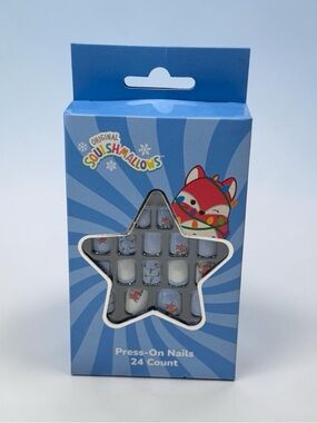 Squishmallows Blue & White Press-On Nail Set with Character Accents